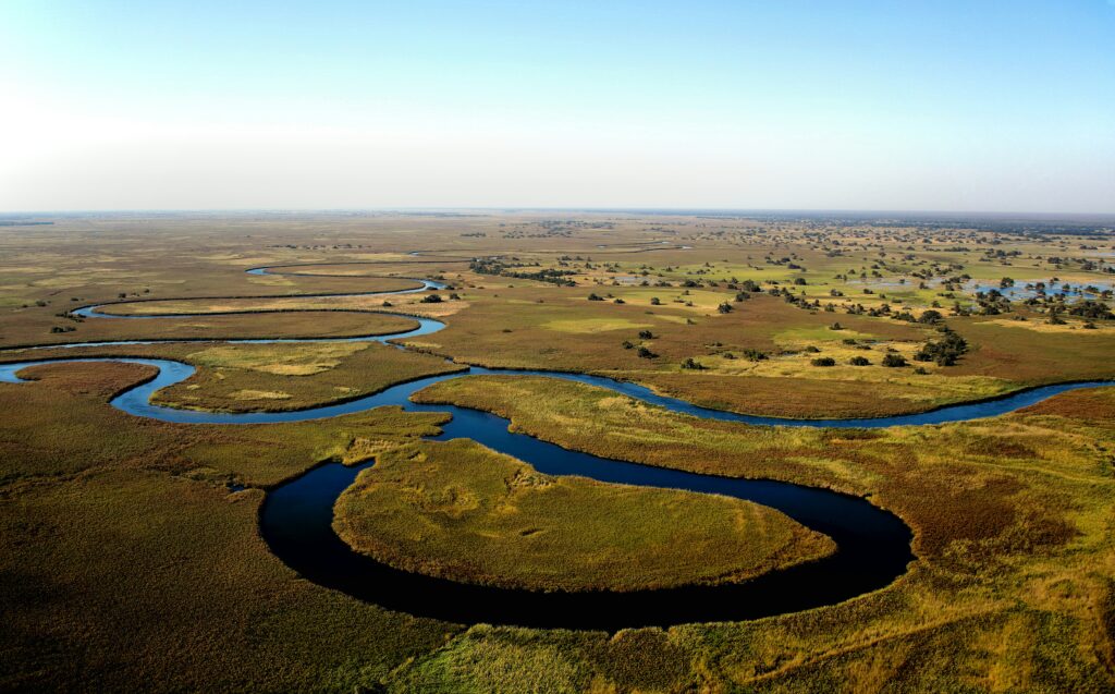 Okavango Delta safari Botswana aerial